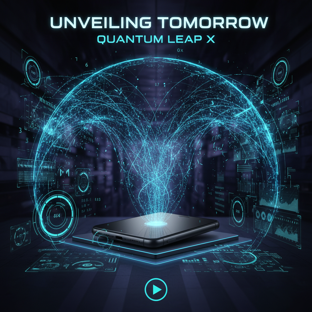 Dark product launch video thumbnail with glowing UI interface on screen