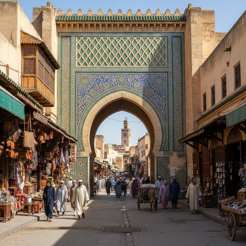 Fes ancient medina with historic imperial architecture and traditional Moroccan buildings