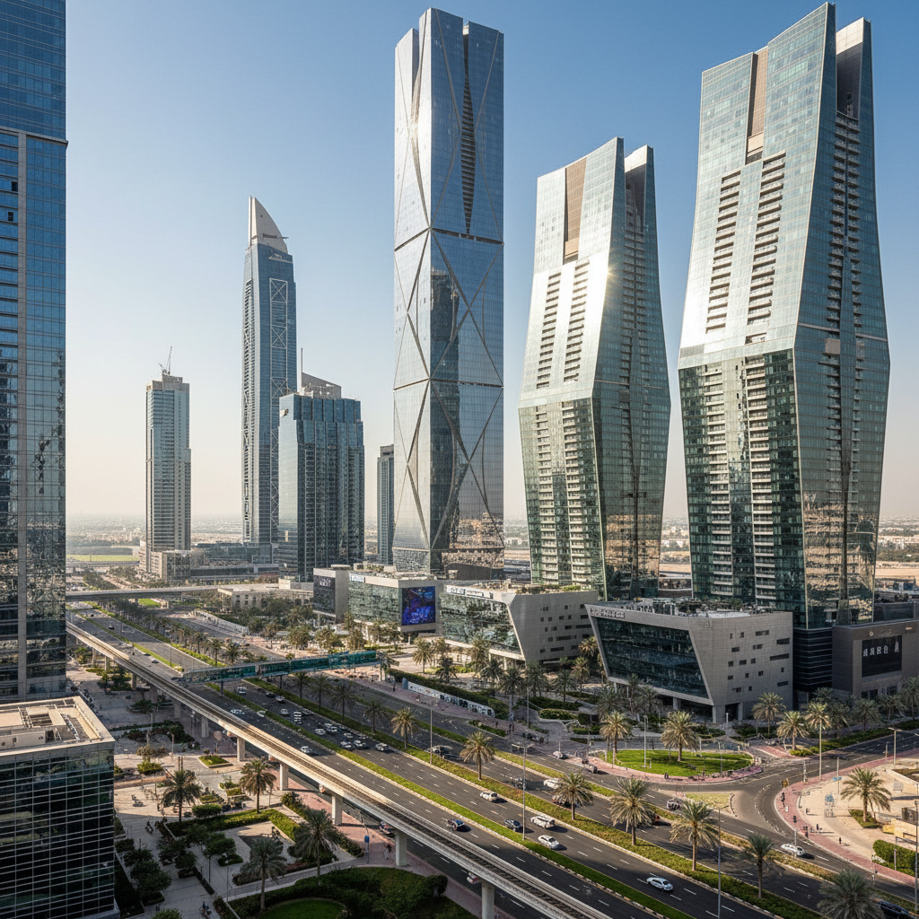 Modern corporate office building in the UAE financial district