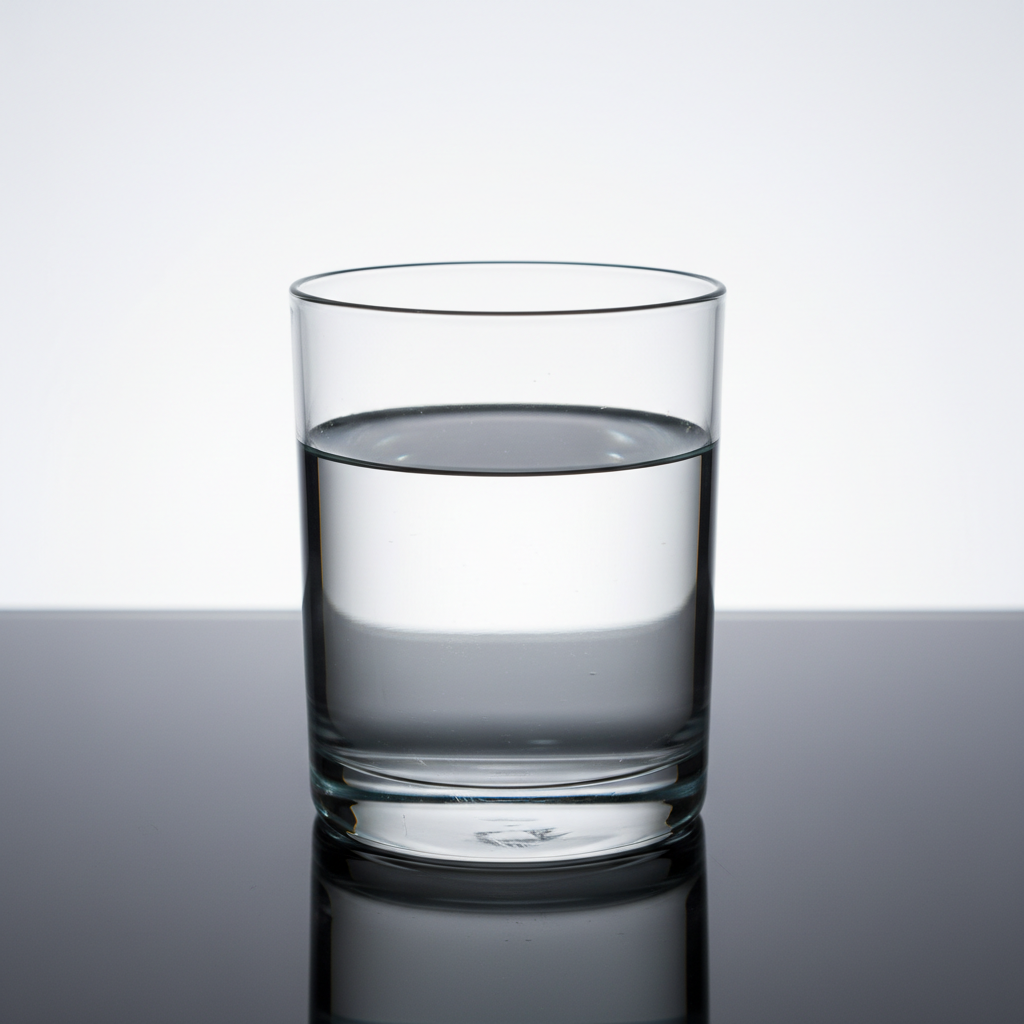 Glass of clear soft water after Soften treatment