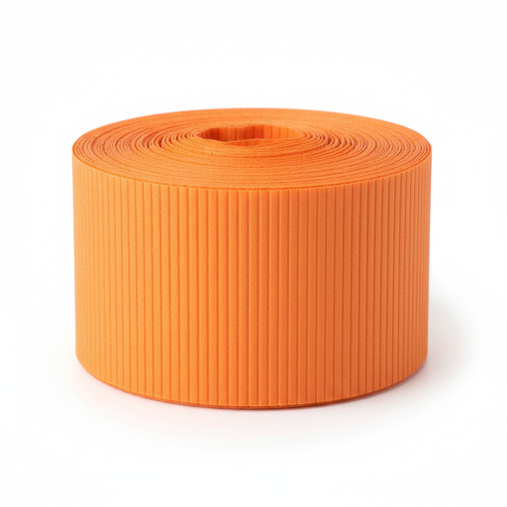Roll of bright orange crepe paper party streamer