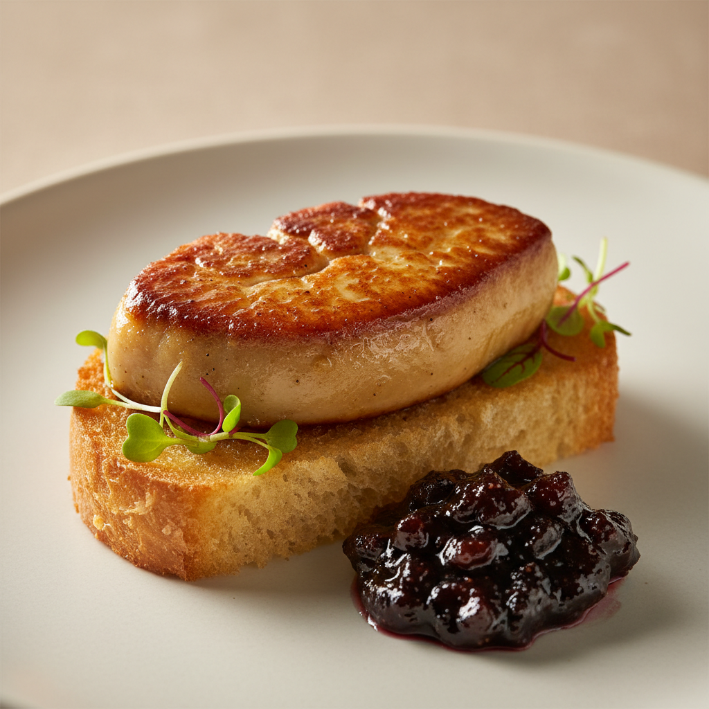 Pan-seared foie gras with brioche and fig compote