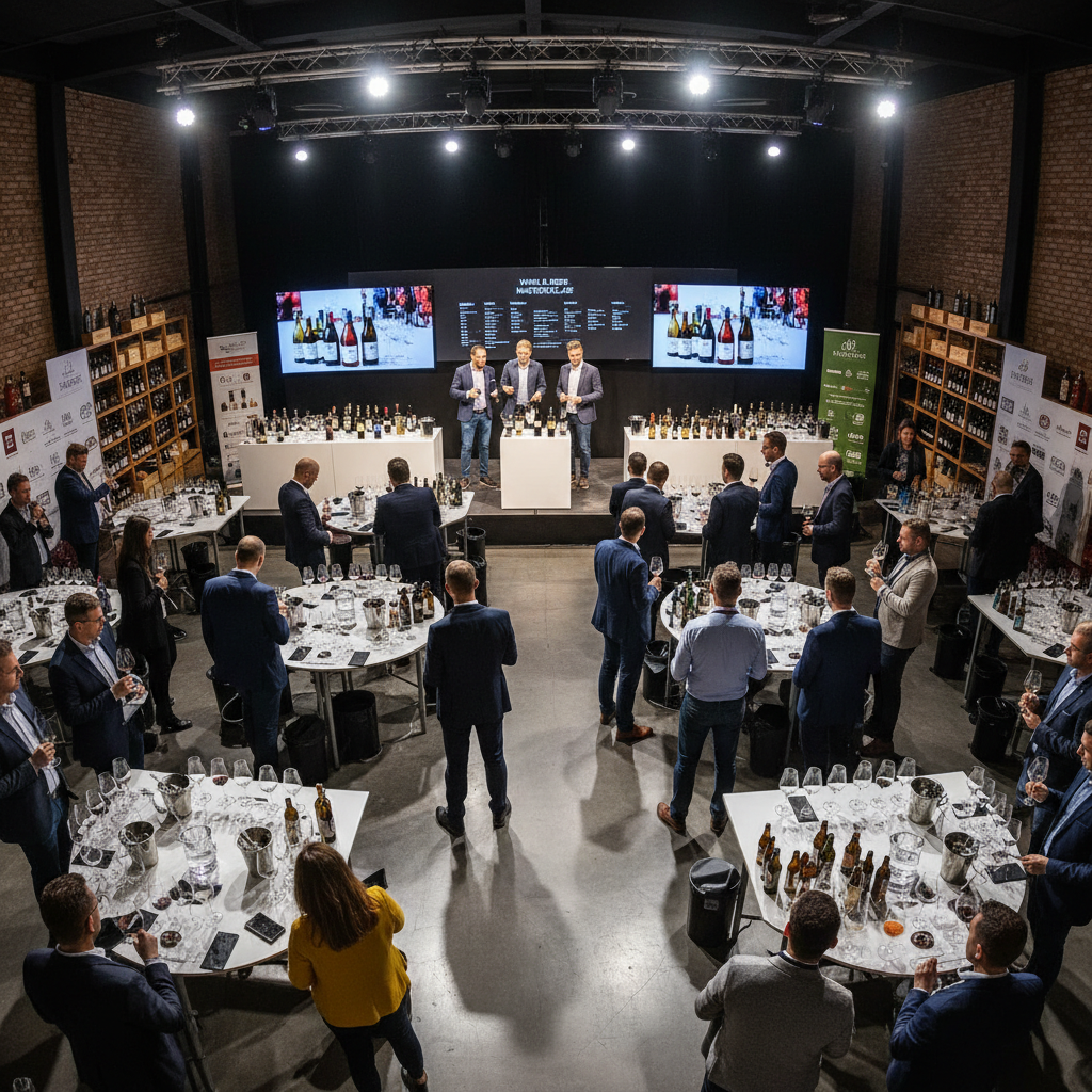 Elegant masterclass setting with attendees learning about wine and gastronomy