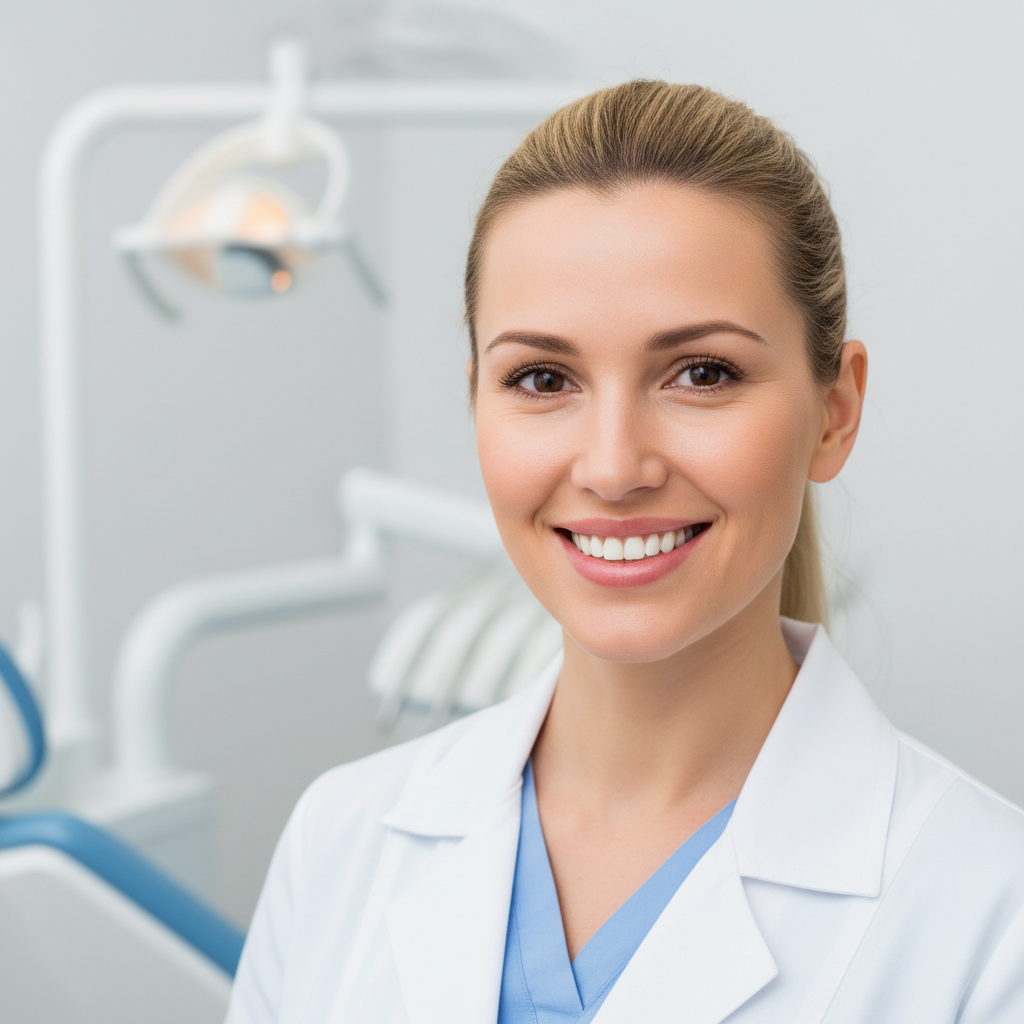 Dr. Mara Callahan, cosmetic dentist smiling in a white coat
