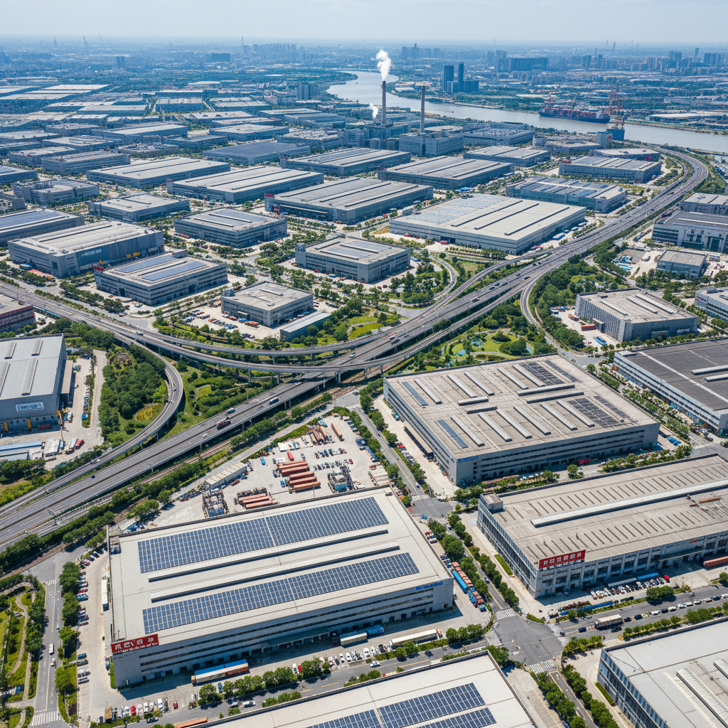 Guangzhou Pearl River Delta industrial zone with large-scale electronics and consumer goods manufacturing facilities
