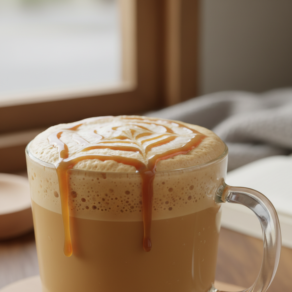 Caramel Latte — karamel soslu sütlü espresso fincanı