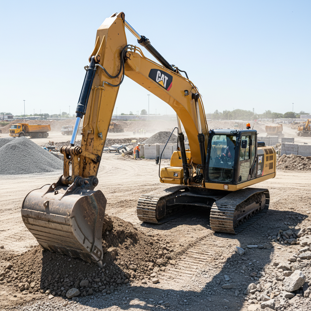 Repaired CAT 320 excavator operating at full capacity on a construction site