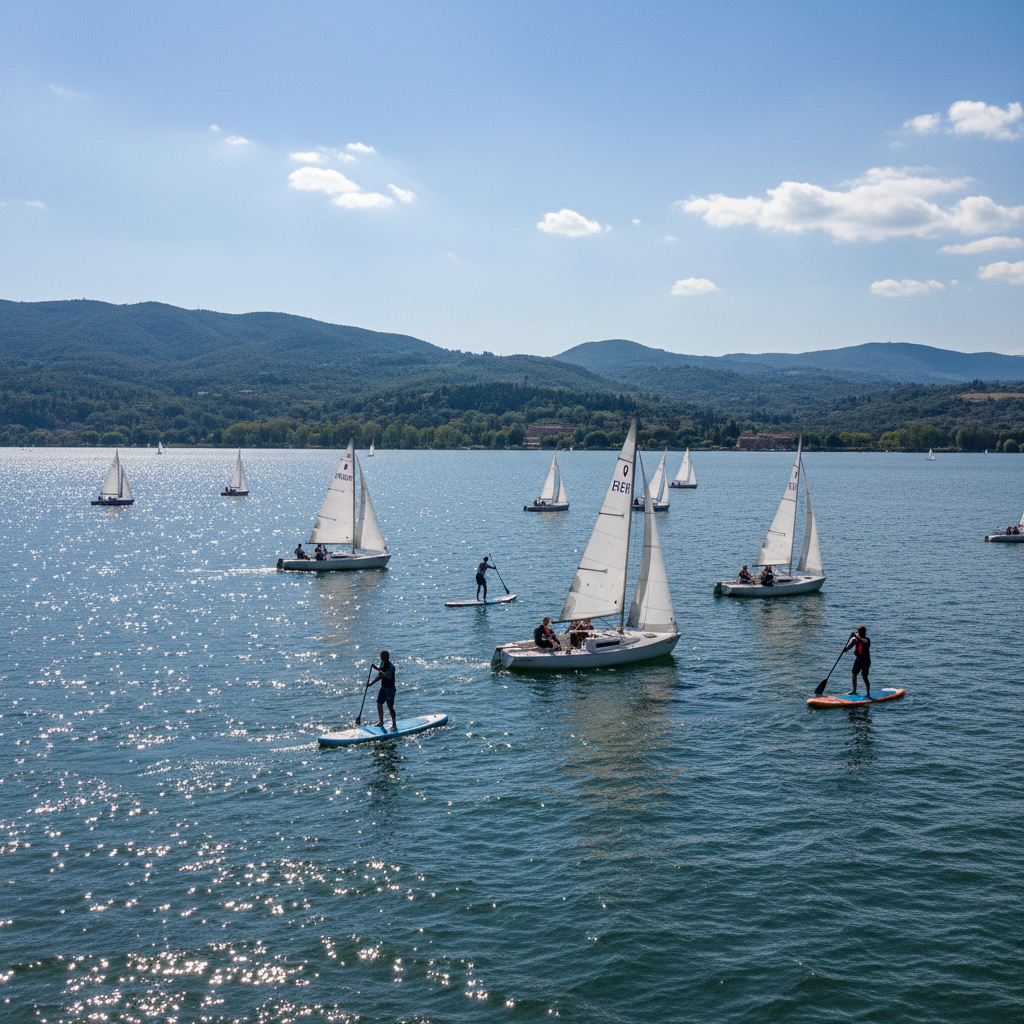 Sport acquatici sul Lago di Bracciano con vela e SUP