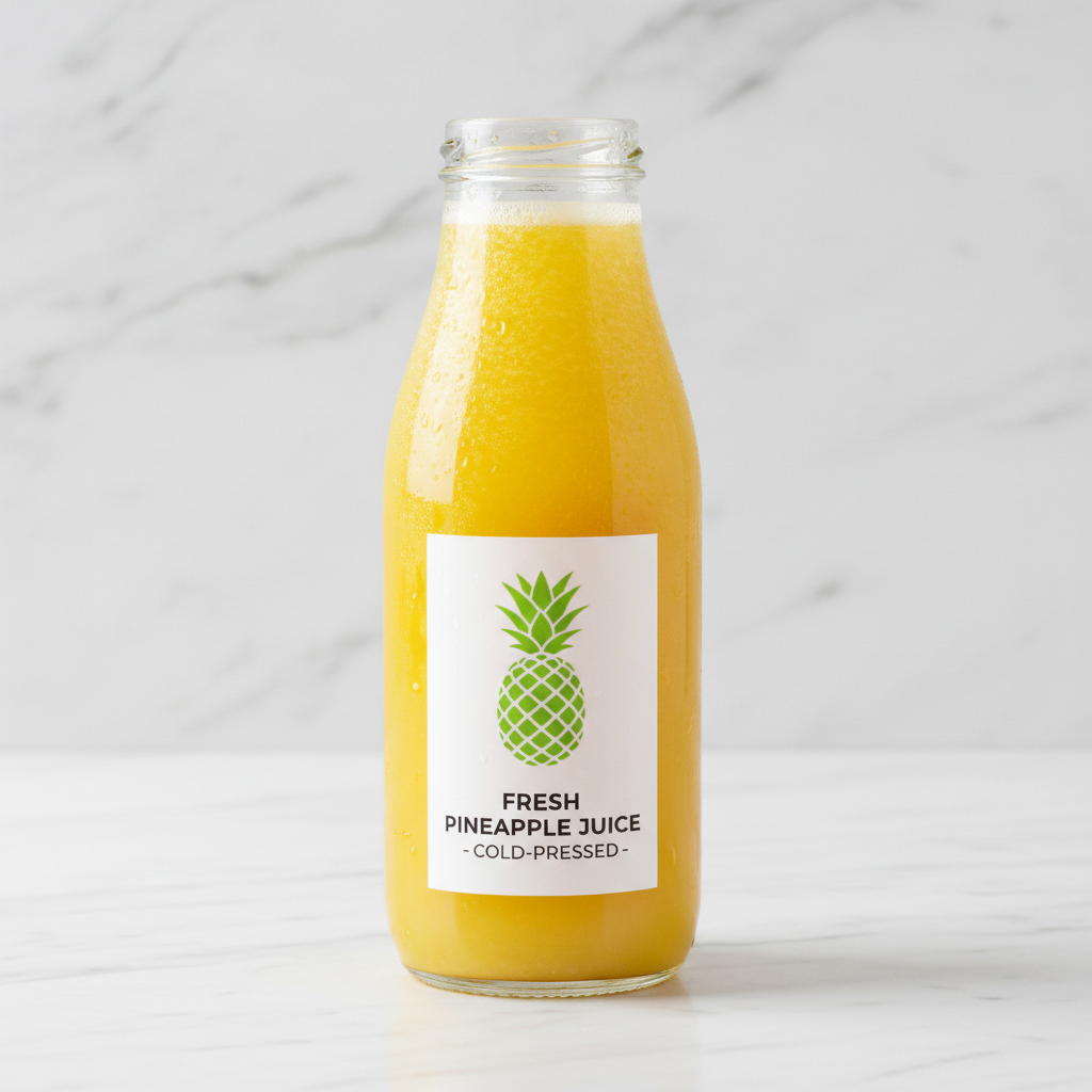Pineapple Juice — vibrant, fresh juice in a glass, bright natural lighting