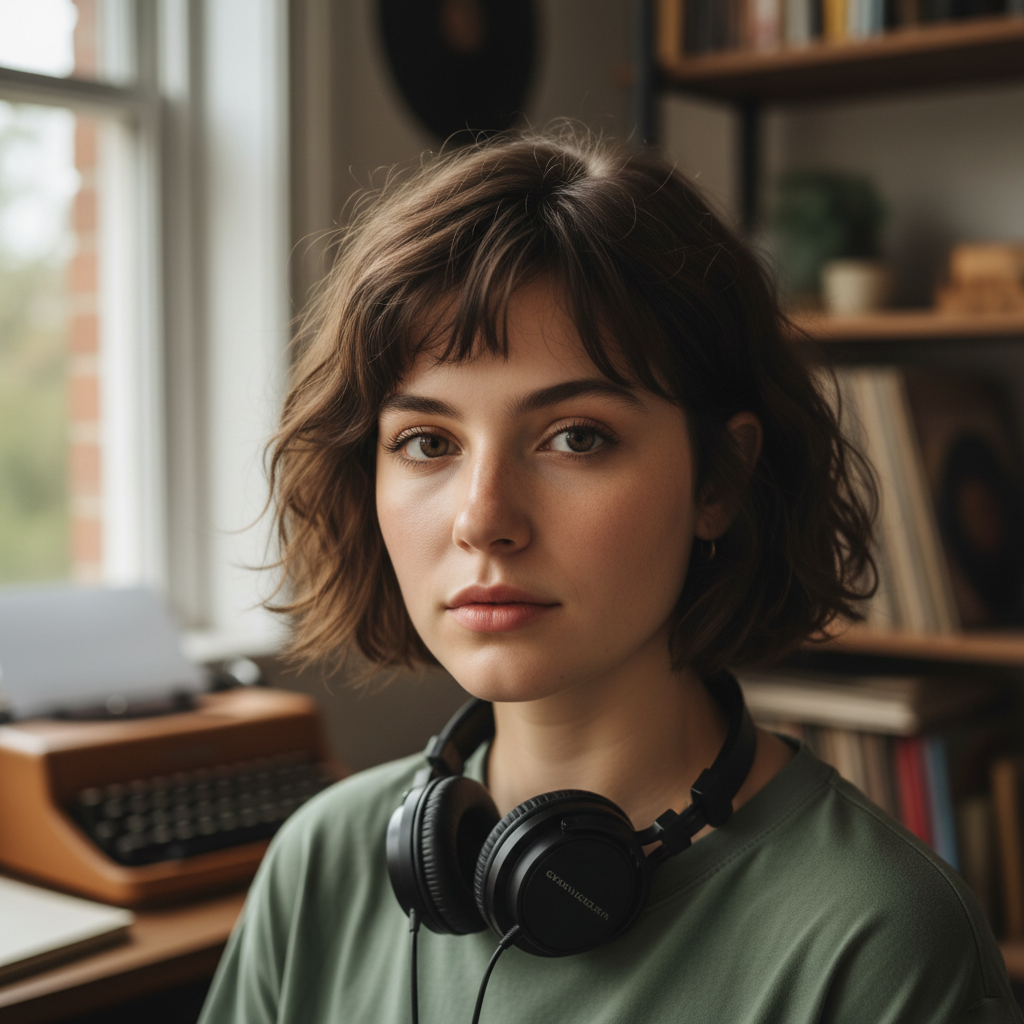 Music Nerd channel avatar showing a woman with headphones around her neck