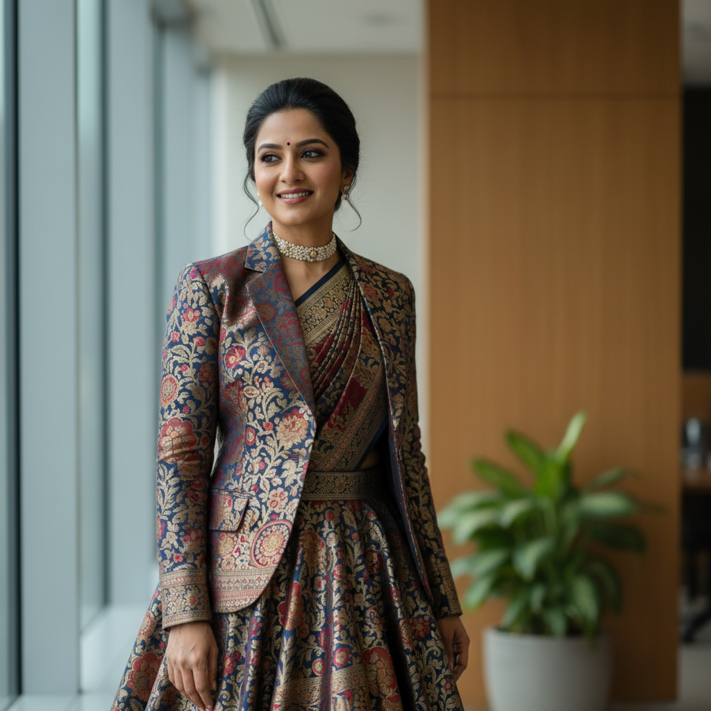 Indian woman with elegant appearance and professional attire