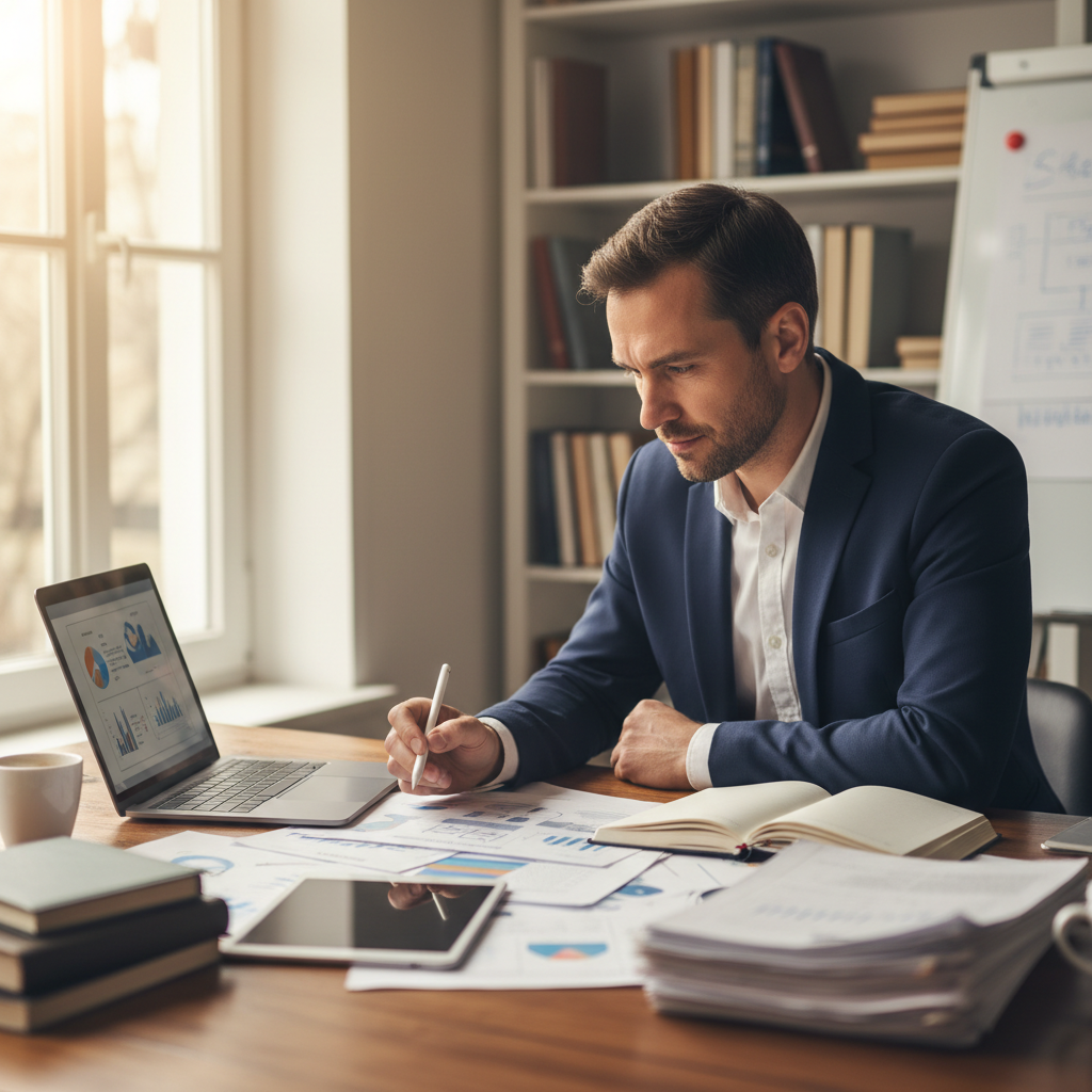 Personne confiante prenant une décision stratégique à son bureau