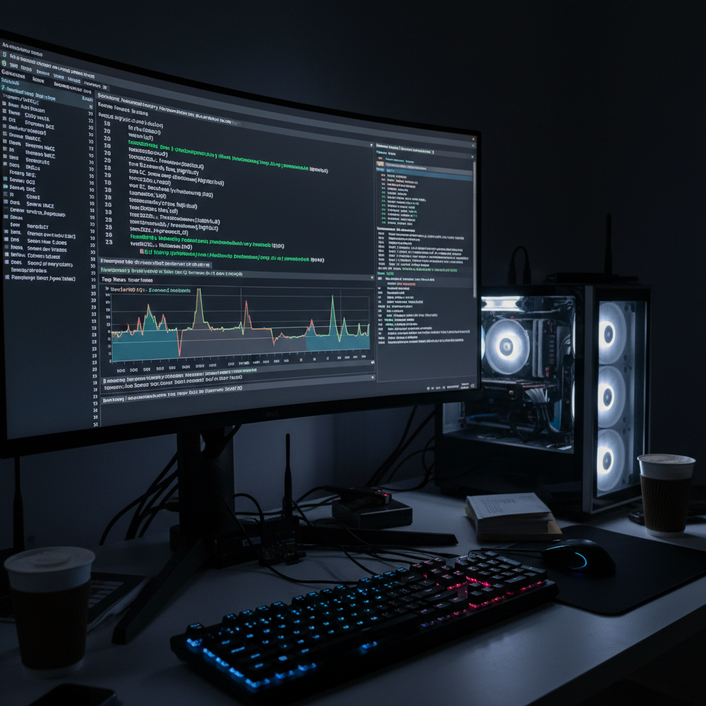 Network security assessment setup showing wireless packet monitoring and traffic analysis on dark terminal screen