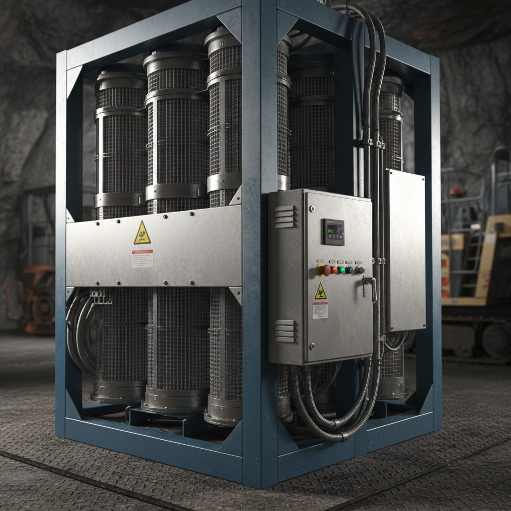 Industrial booster fan module installed in mine development heading for auxiliary ventilation