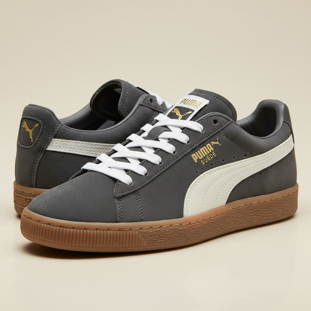 Puma Suede Classic with premium suede upper in vibrant colorway on studio surface