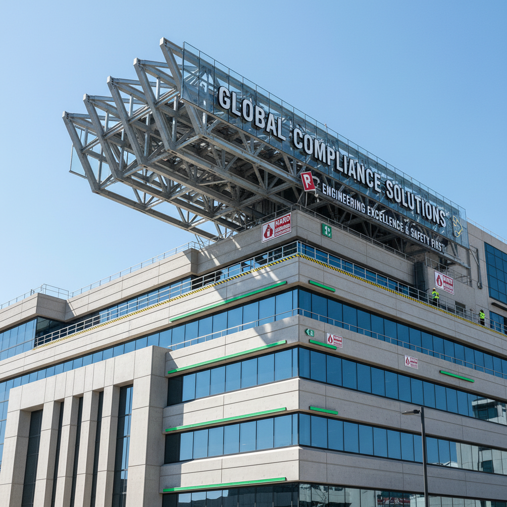 First major structural signage installation project on commercial building showcasing engineering compliance and safety standards