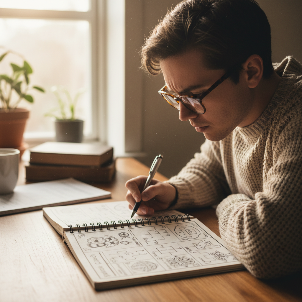 Subscriber working through clue booklet next to partially completed puzzle