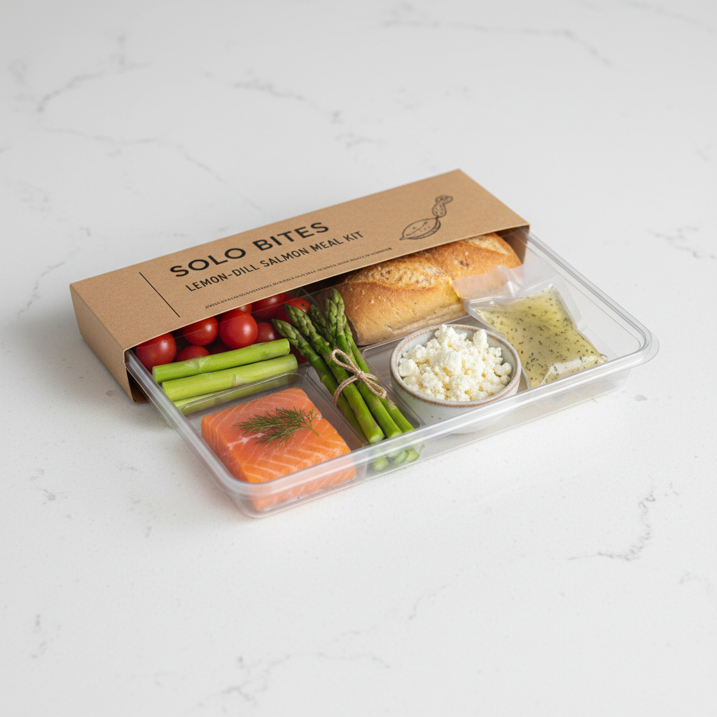 Artisan meal kit with fresh premium ingredients in an elegant wooden box