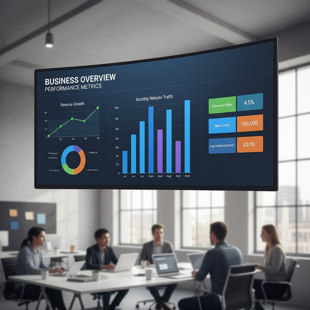 Analytics dashboard with performance metrics charts