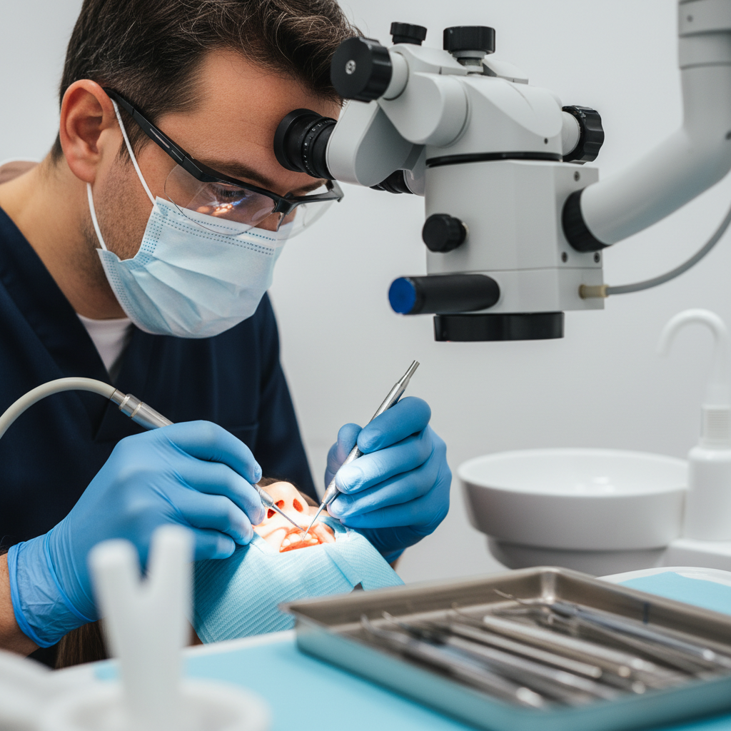 Close-up of modern dental equipment and tools for root canal treatment in sterile clinical setting