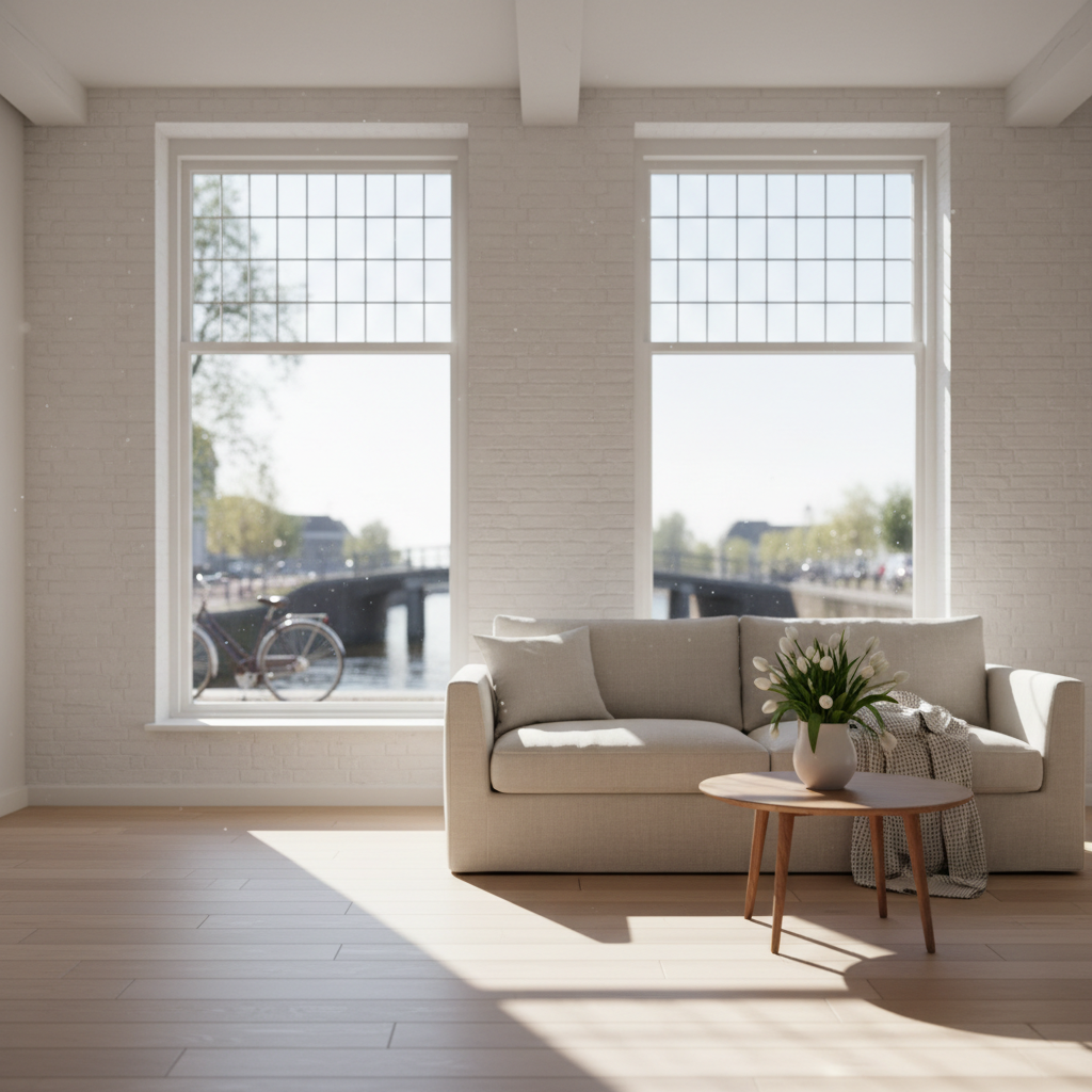 Crystal clear windows with streak-free glass and bright natural light coming through