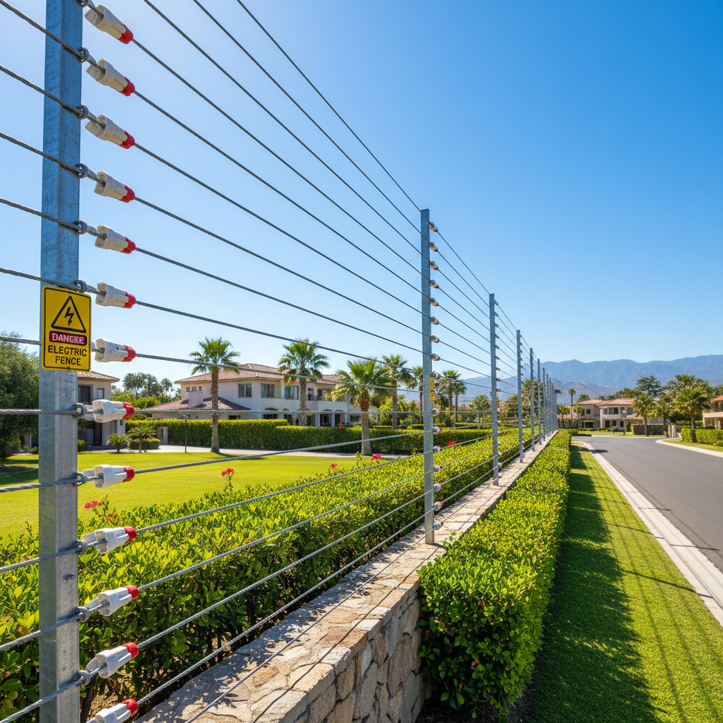 Electric fence installation along compound wall, Kenyan residential property perimeter security