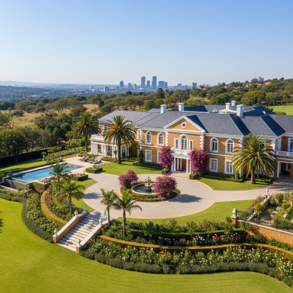 Elegant South African luxury residential property — architectural entrance, Johannesburg