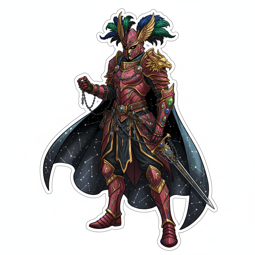 Detail line art karakter dengan proporsi sempurna dan costume detail yang kompleks