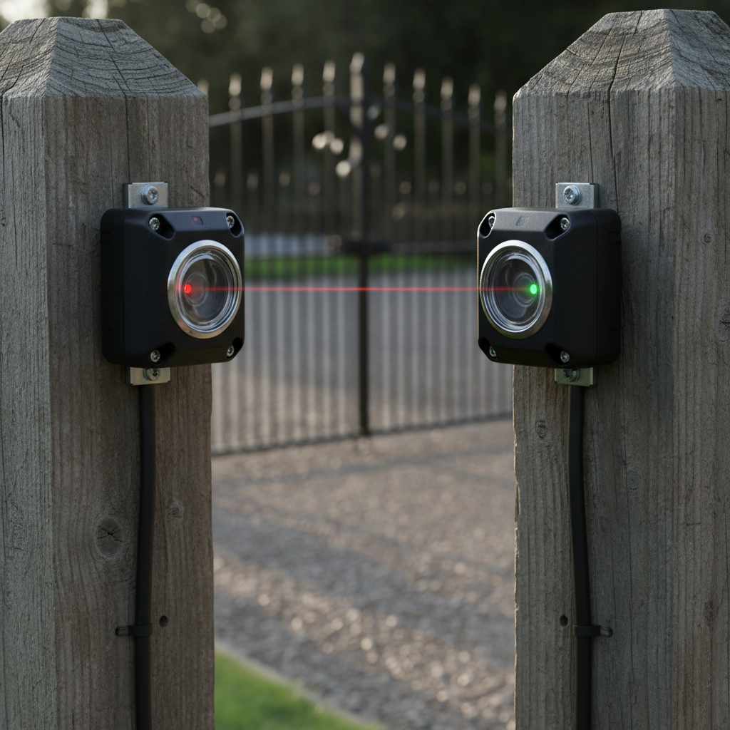Safety edge sensor strip mounted along the bottom of a swing gate panel
