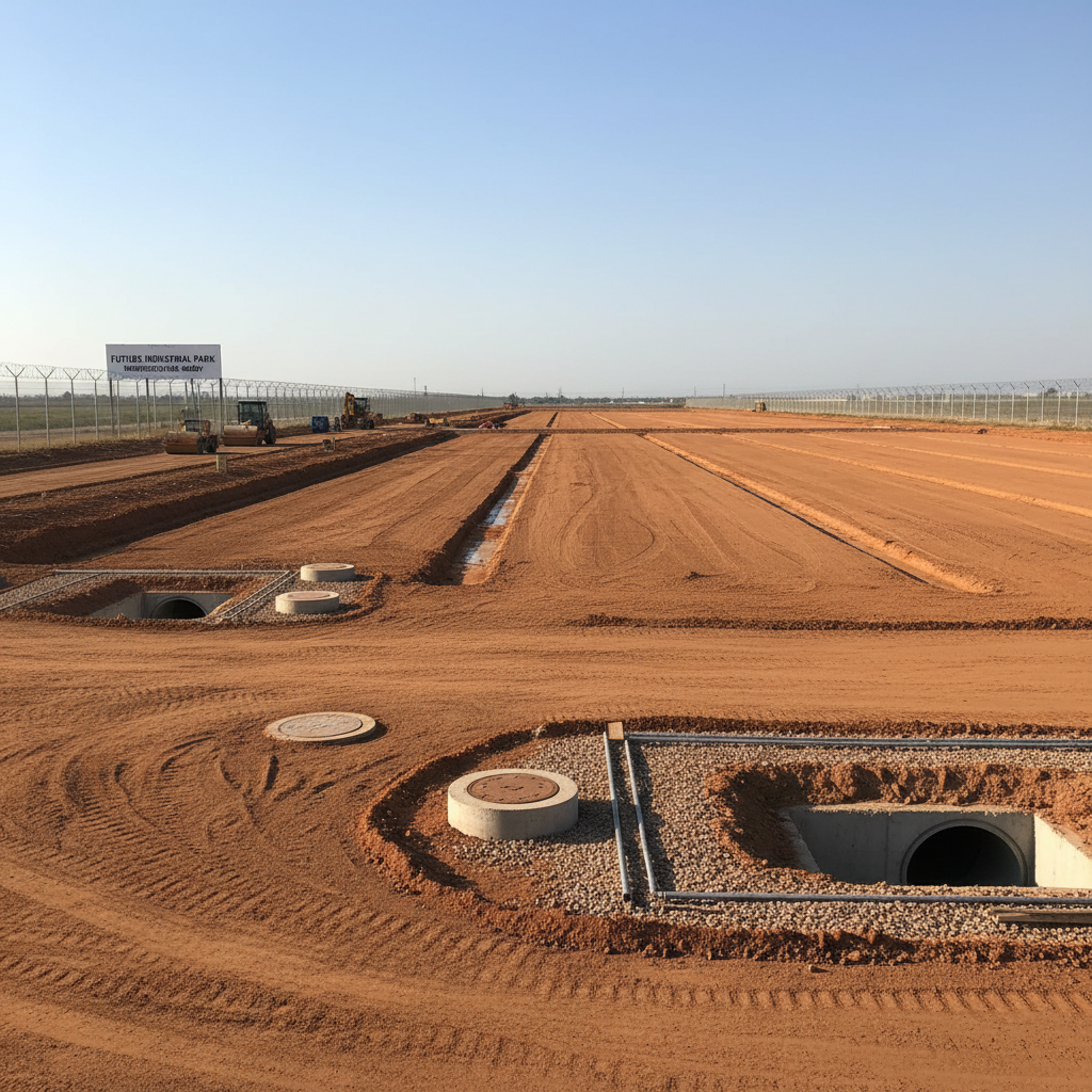 Terrain nivelé et préparé par Prizano Groupe pour zone industrielle