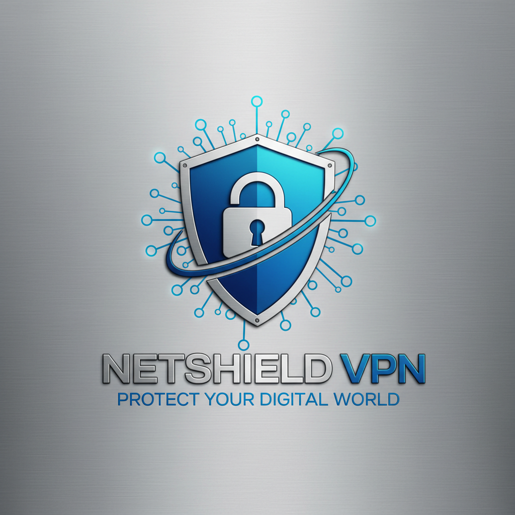 VPN shield icon with global network connections and lock symbol