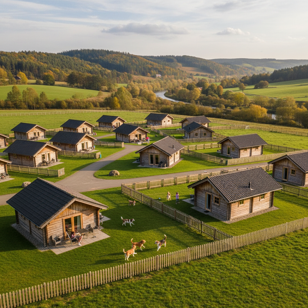 Chaletpark tussen de Limburgse heuvels met omheinde tuin voor honden