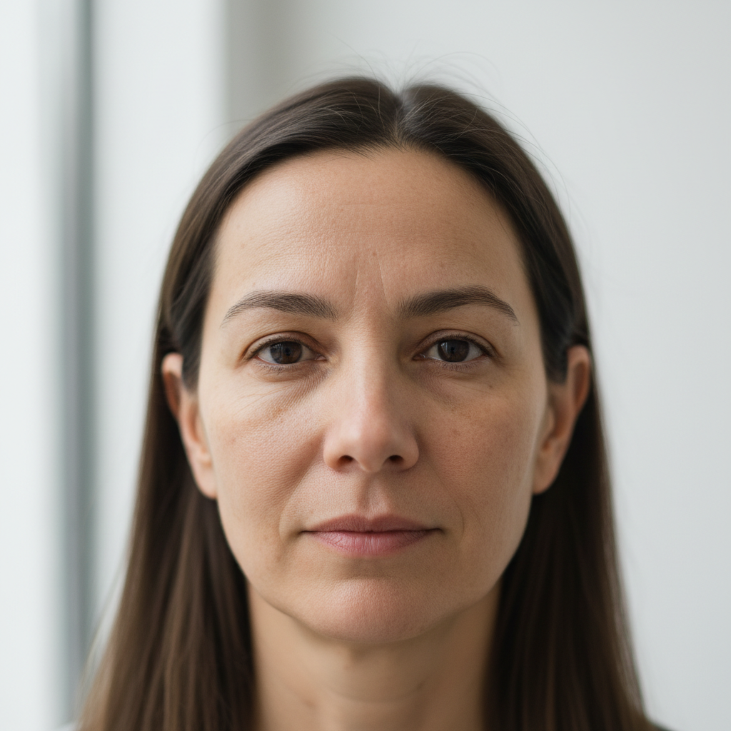 Portrait before dermal filler treatment in neutral studio light