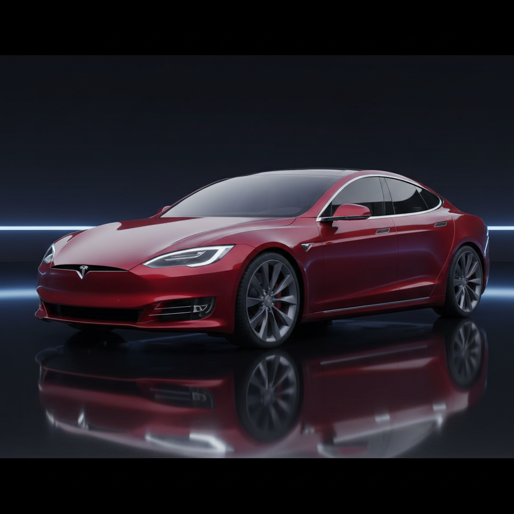 2024 Tesla Model S Plaid in red, charging at a supercharger station