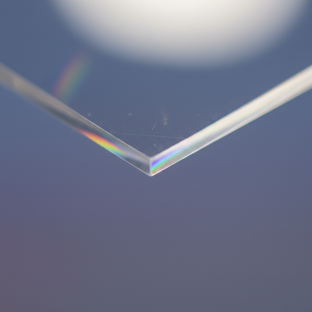 Acrylic laser cut edge showing clean polished finish with light refraction along the cut line