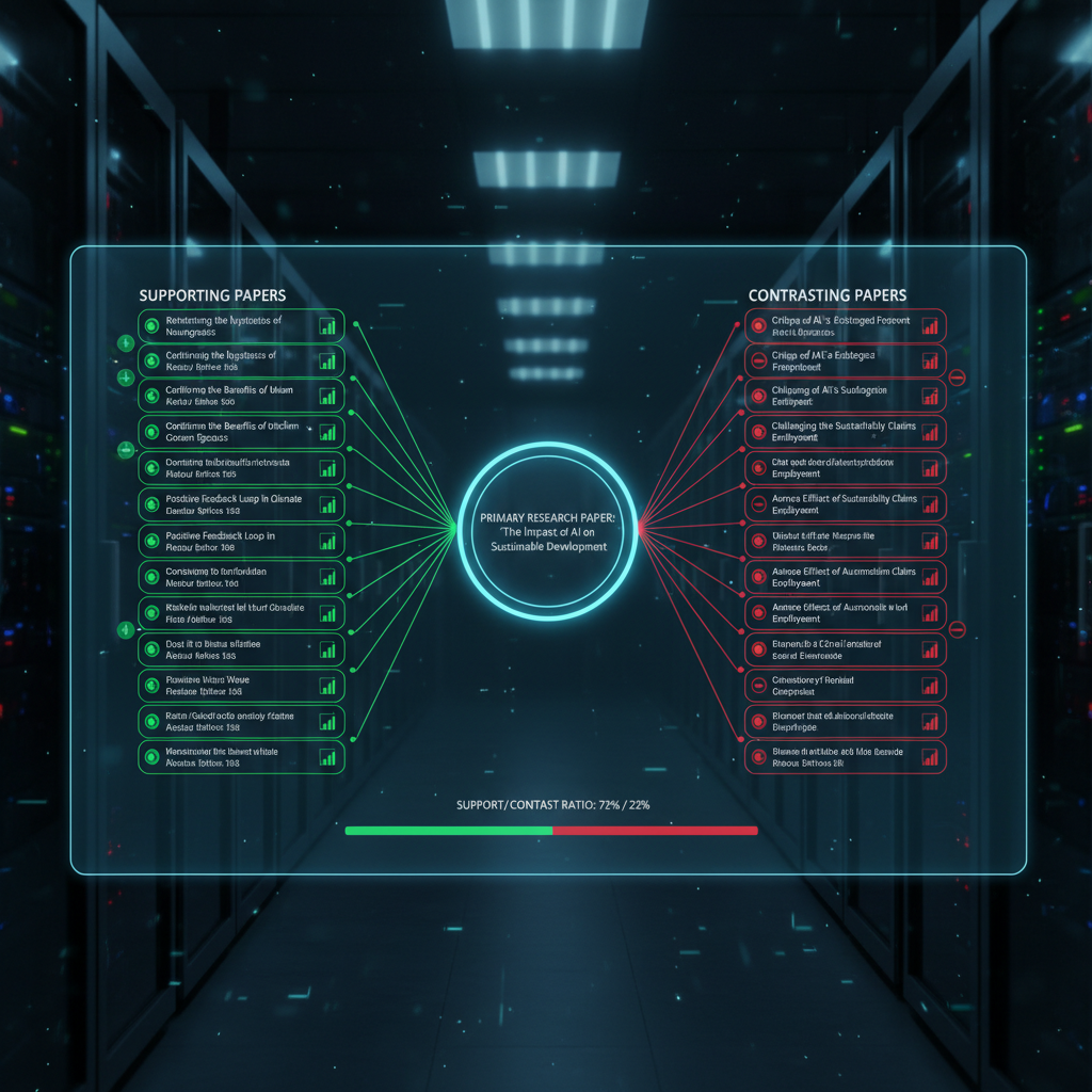 Citation analysis tool showing supporting and contrasting papers