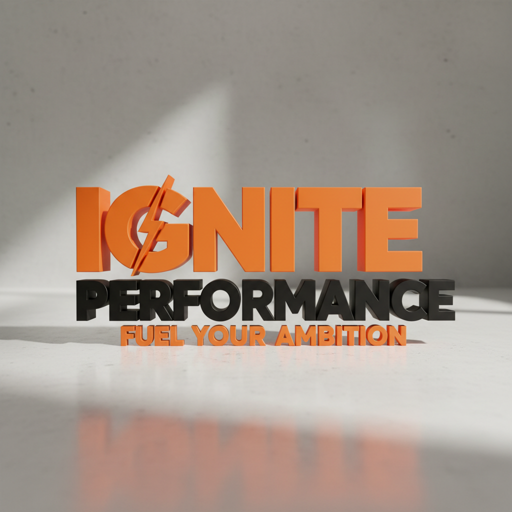 Supplement brand ad with orange and black bold typography performance aesthetic