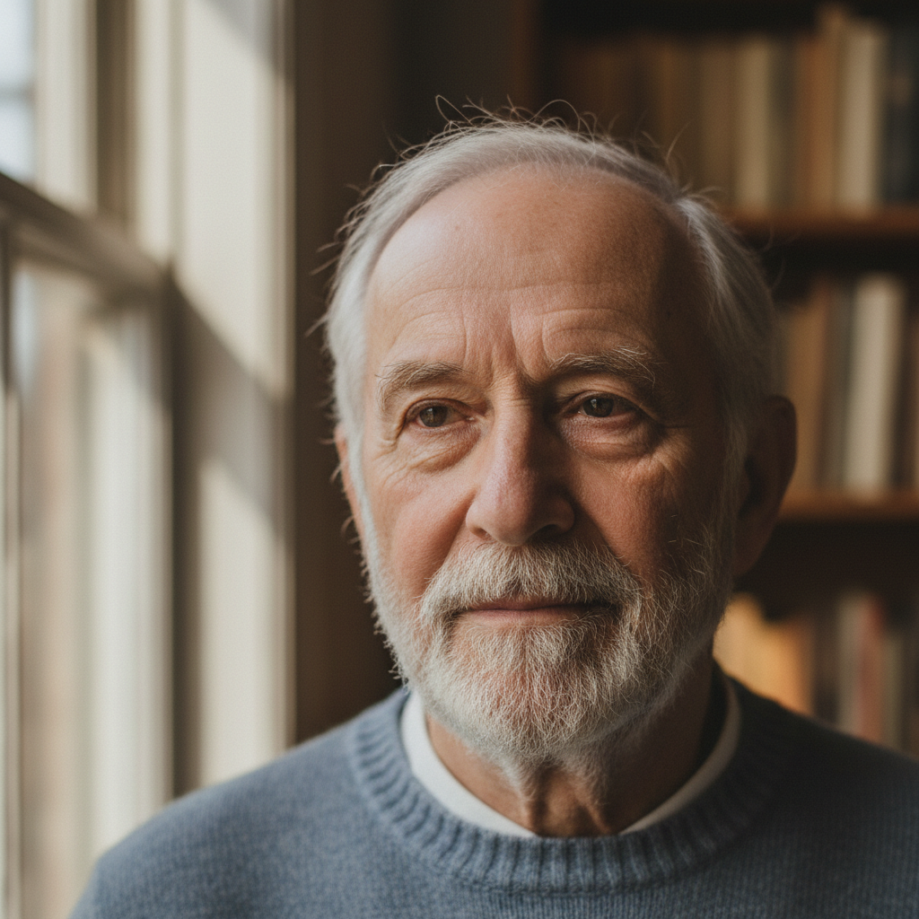Survivor portrait, older man with calm bearing