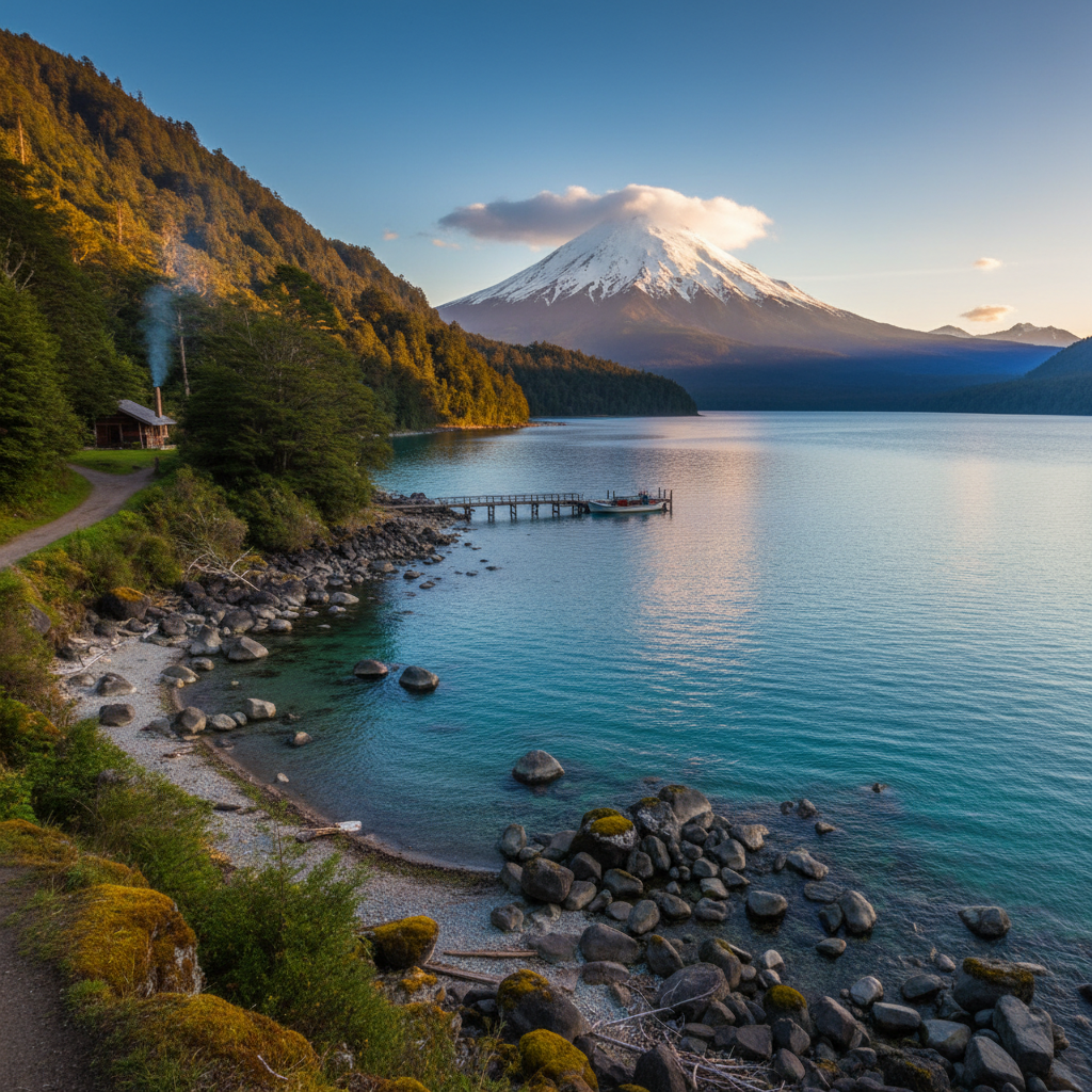 Volcán Osorno y lago Todos los Santos en parque nacional