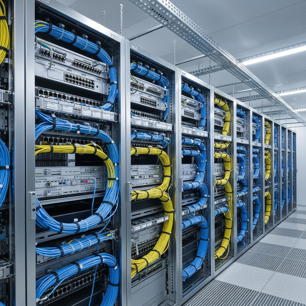 Data center with structured cabling and server infrastructure