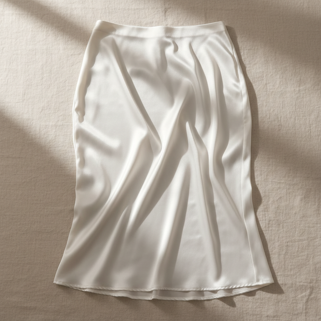 Silk Satin Slip Skirt product photo on clean neutral background