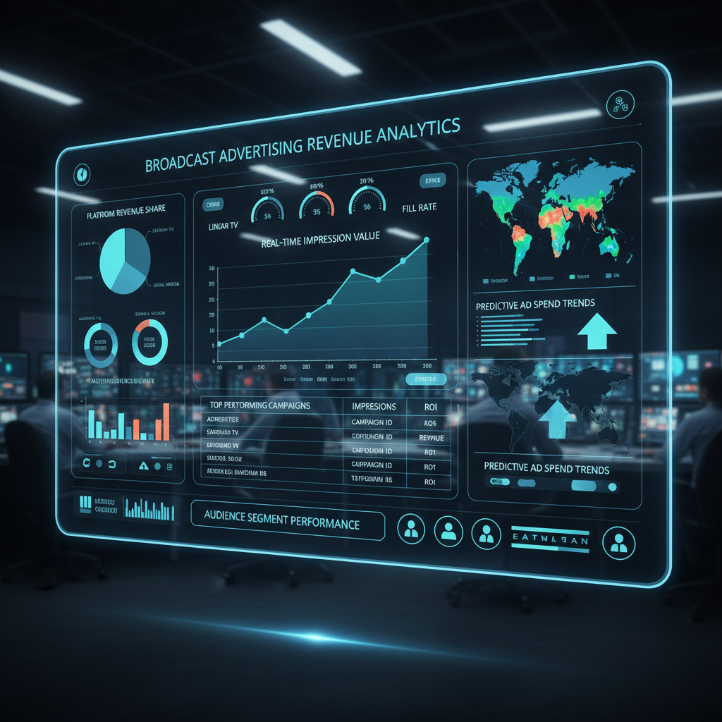 Digital monetization analytics dashboard for broadcast advertising