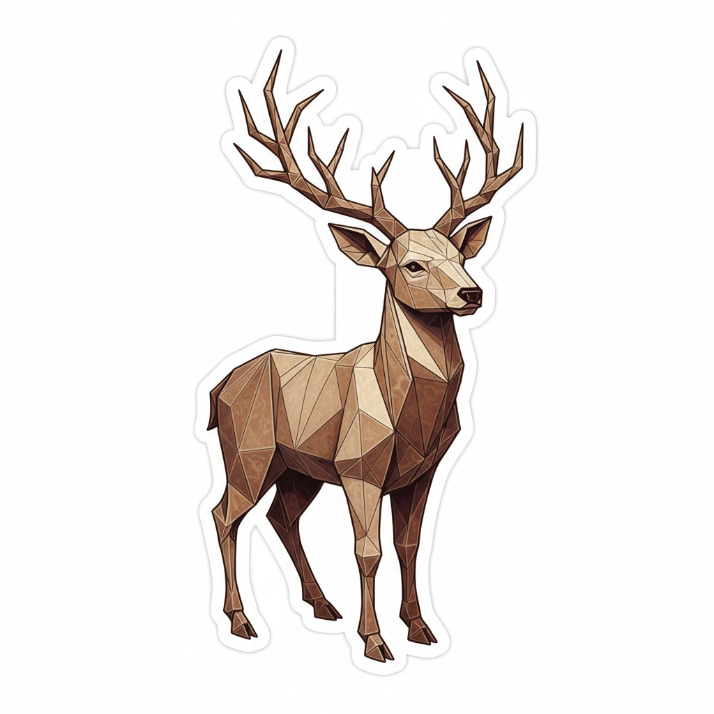 Hyperrealistic origami stag with antlers folded using algorithmic TreeMaker design