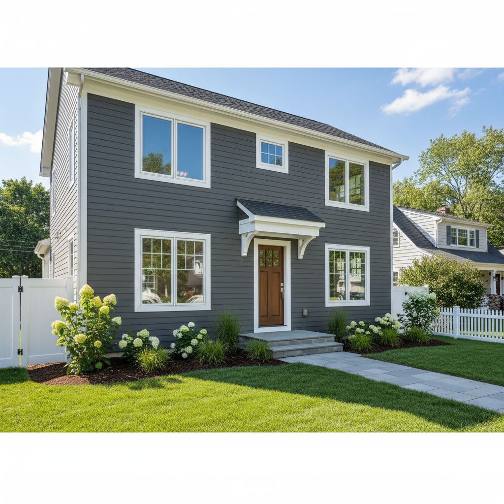 Renovated property exterior after rehabilitation showing transformation from distressed to market-ready