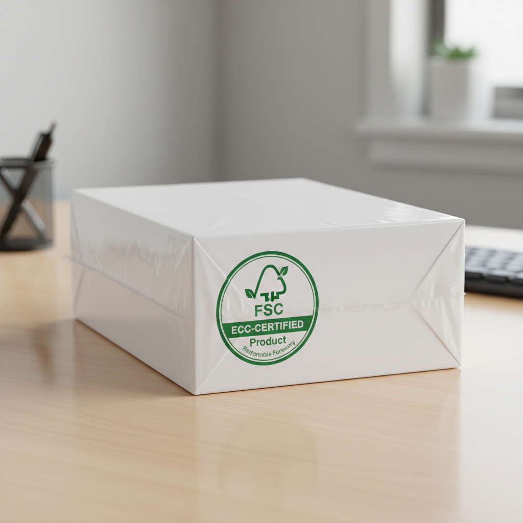 Premium A4 paper reams stacked showing quality grades and packaging for office use