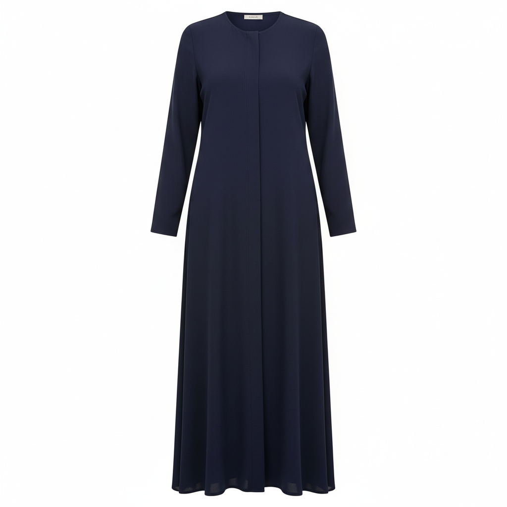 Taupe minimalist abaya with clean lines and understated elegance