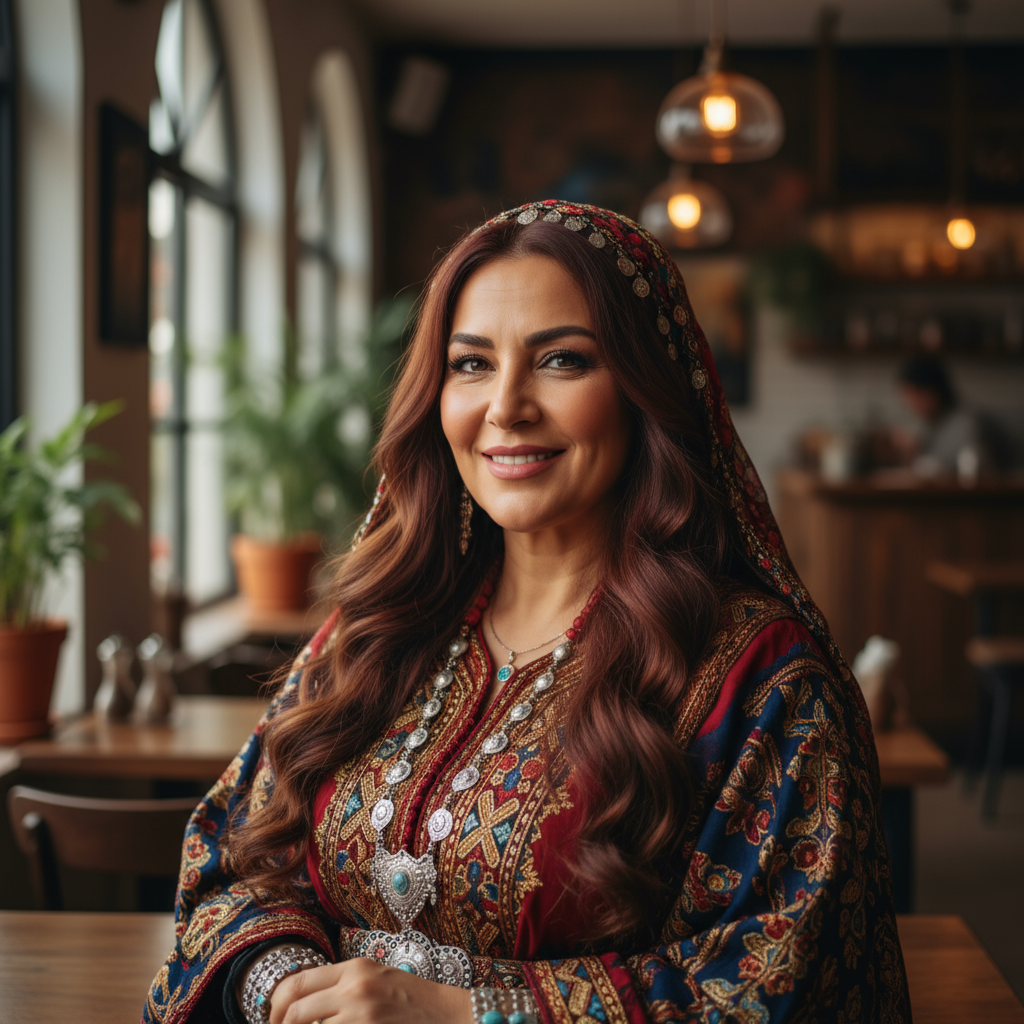 Portrait of Fatima Ali, owner of Lahori Chaat Corner at Mehran Walk