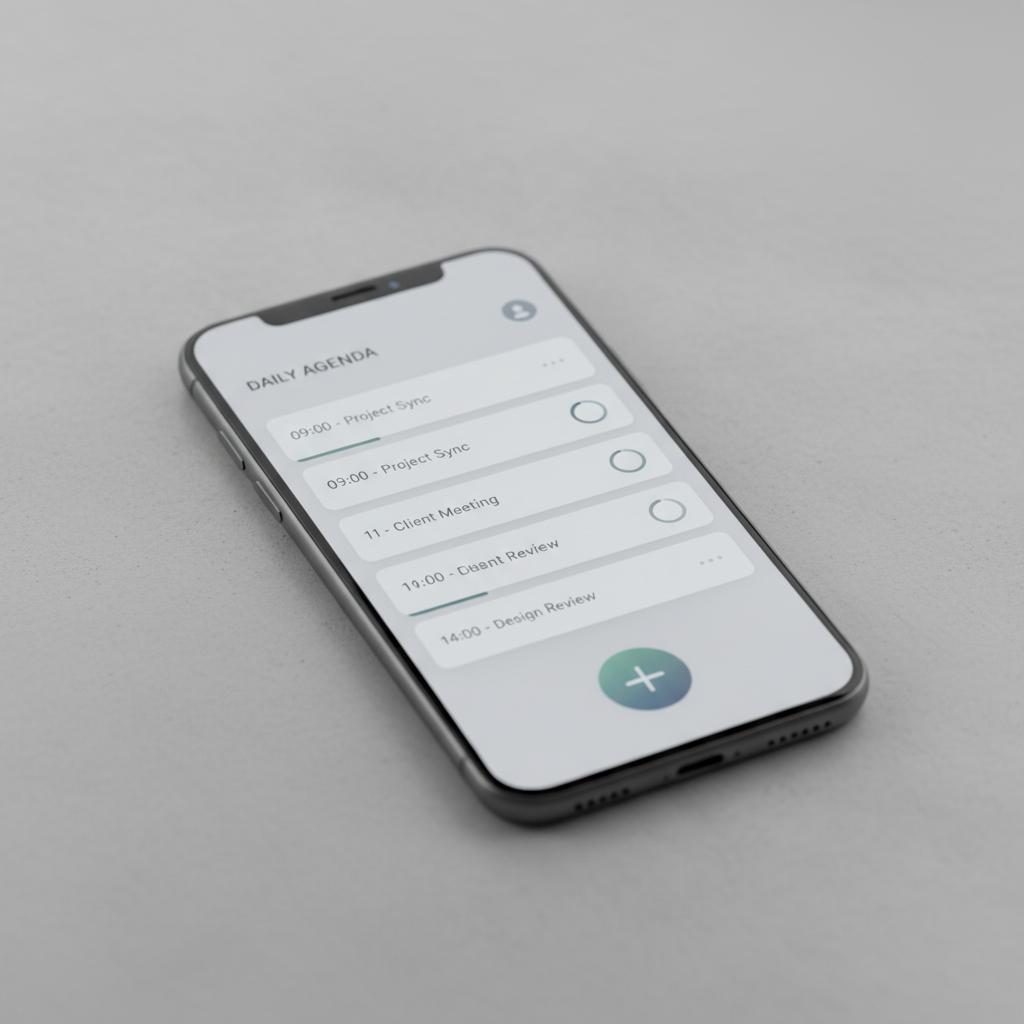 Colorful mobile app interface with bright gradient background, clean minimal design
