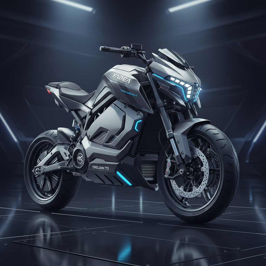 Yadea Trojan T3 moto eléctrica potente con diseño agresivo futurista
