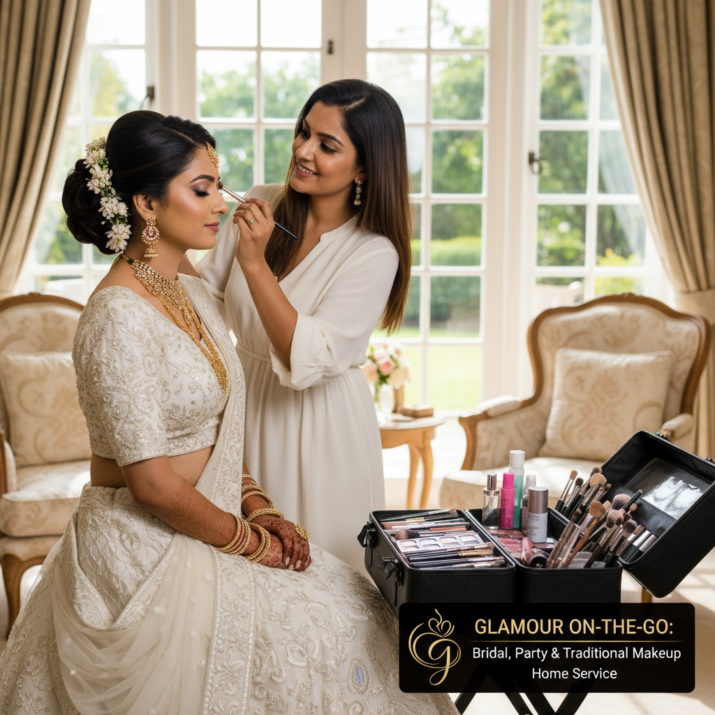 Professional makeup artist creating bridal and party looks